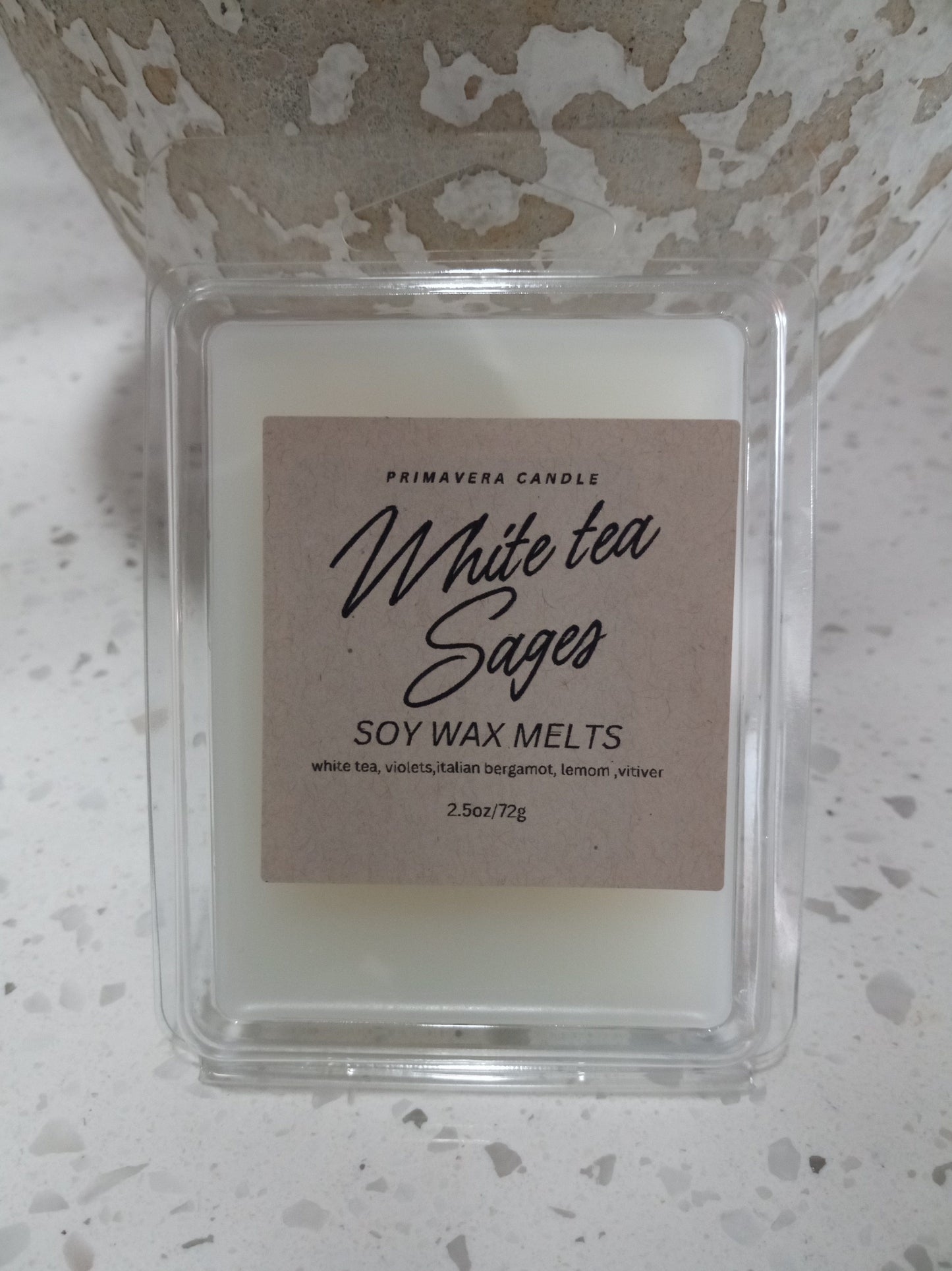 White Tea & Sage Wax Melt | Calming White Tea, Sage & Bergamot Scent