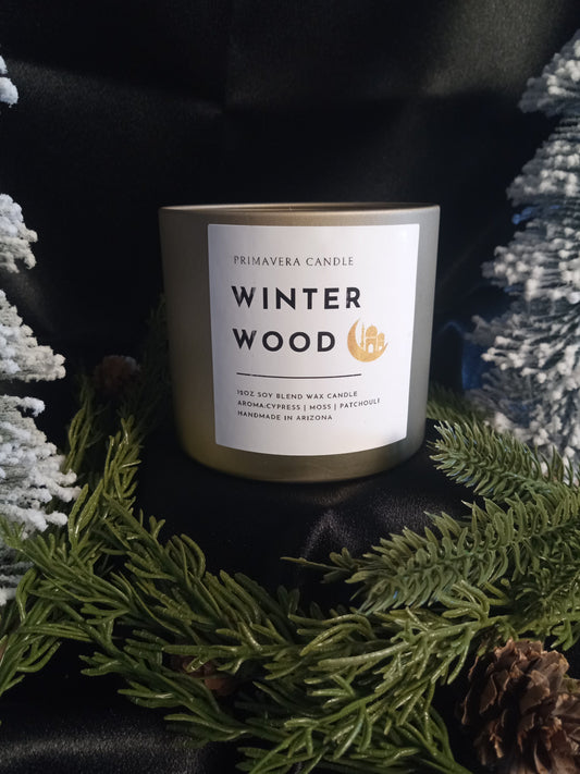 Winter Wood Holiday Candle | Cozy Cypress, Patchouli, & Moss Fragrance