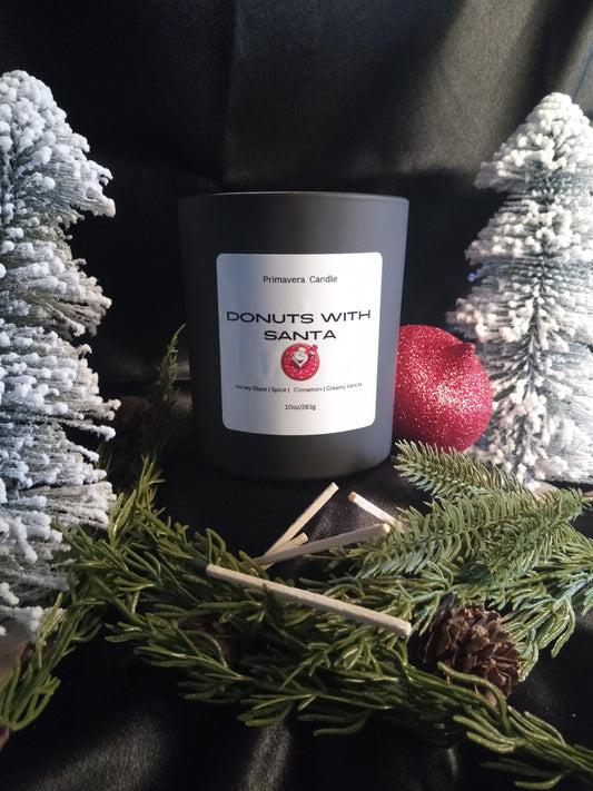 Donuts with Santa Candle | Sweet Honey Glaze, Cinnamon & Creamy Vanilla Scent