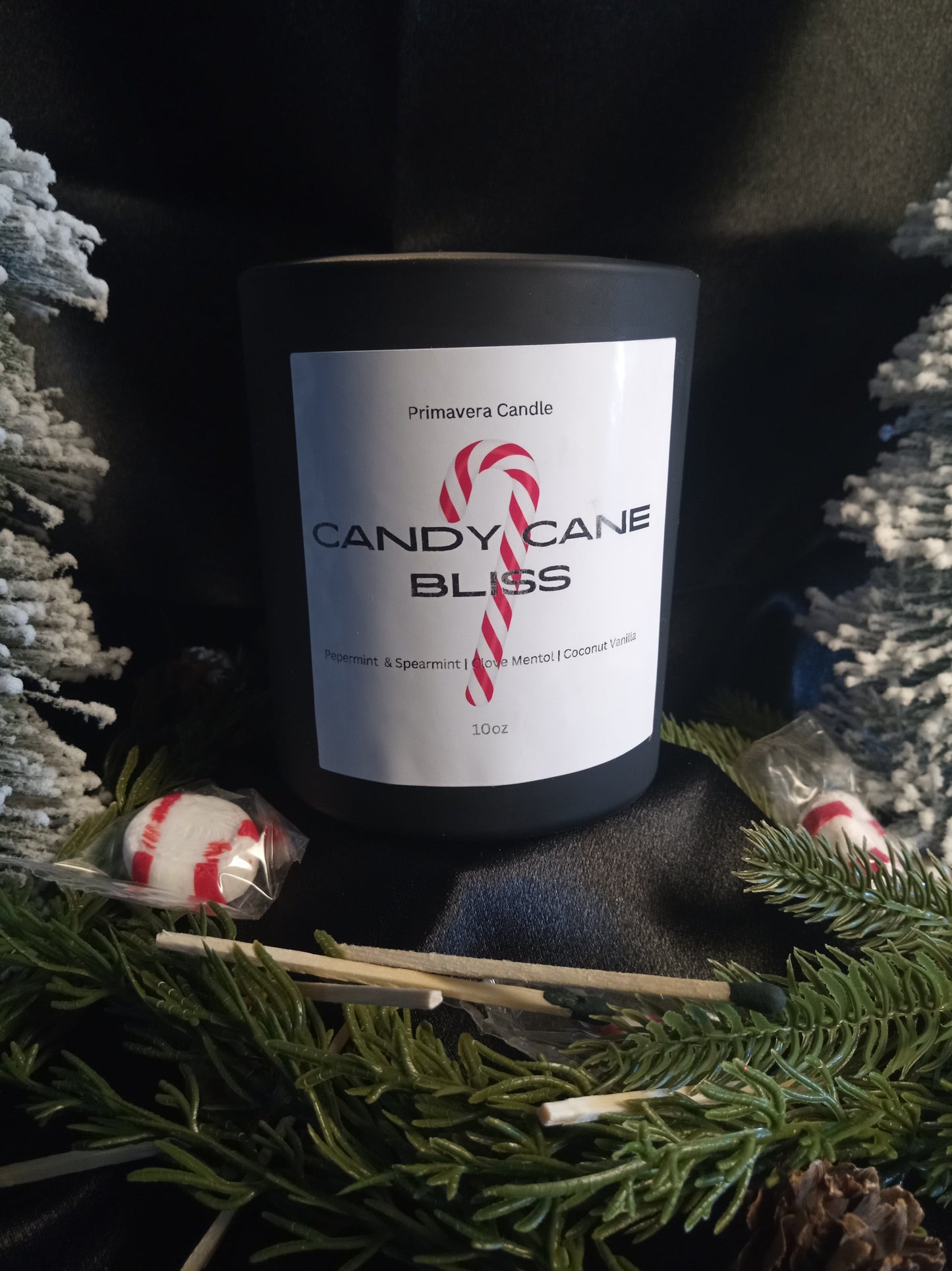 Candy Cane Bliss Candle | Peppermint & Vanilla Holiday Scented Candle