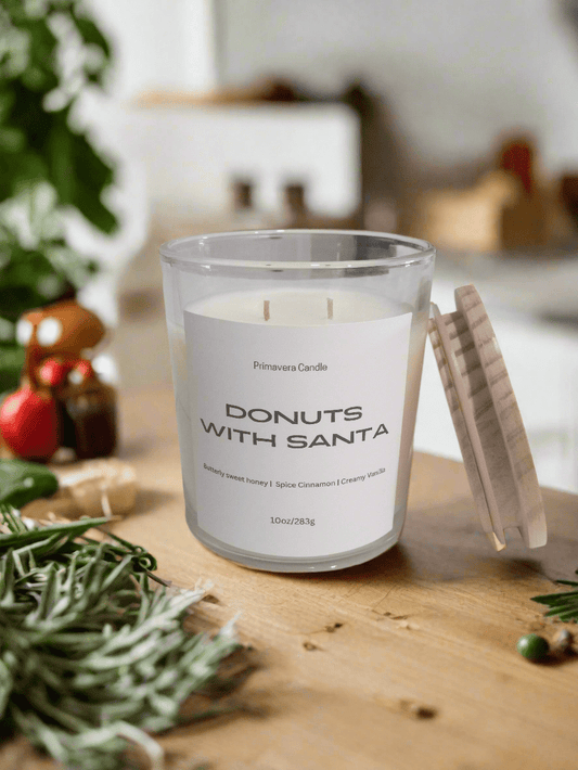 Donuts with Santa Candle | Sweet Honey Glaze, Cinnamon & Creamy Vanilla Scent