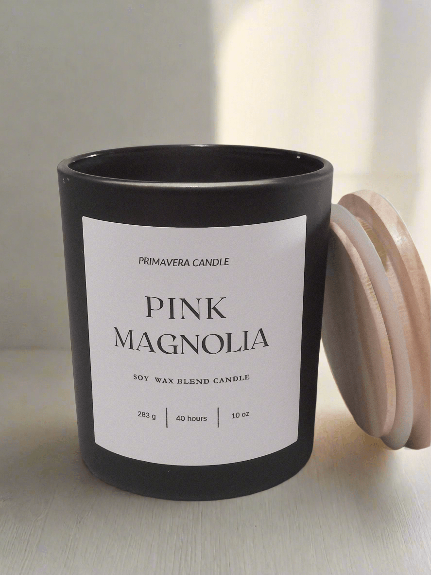 pink magnolia candle at primavera candle