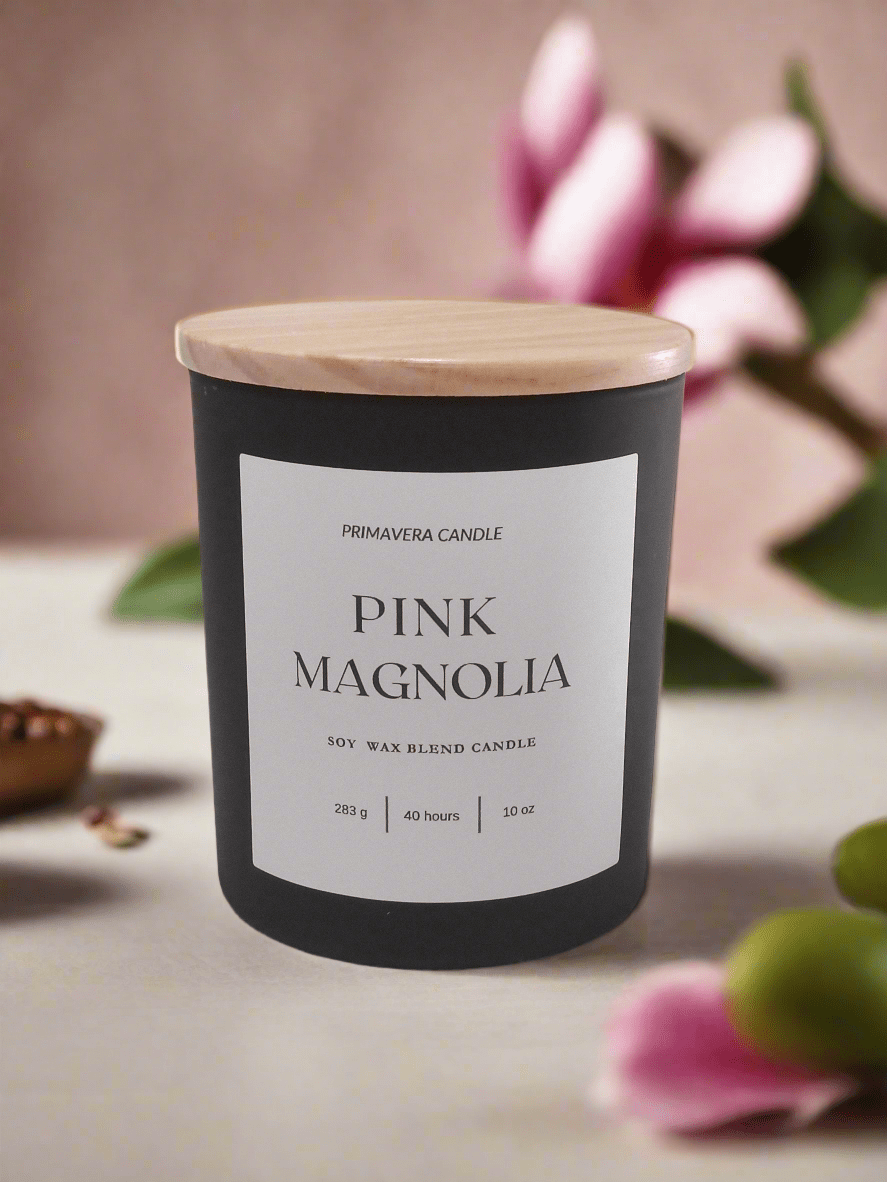 pink magnolia candle at primavera candle